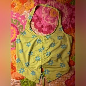 Green and blue crop top